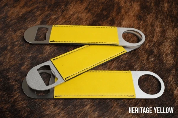 Heritage Yellow leatherette bottle opener