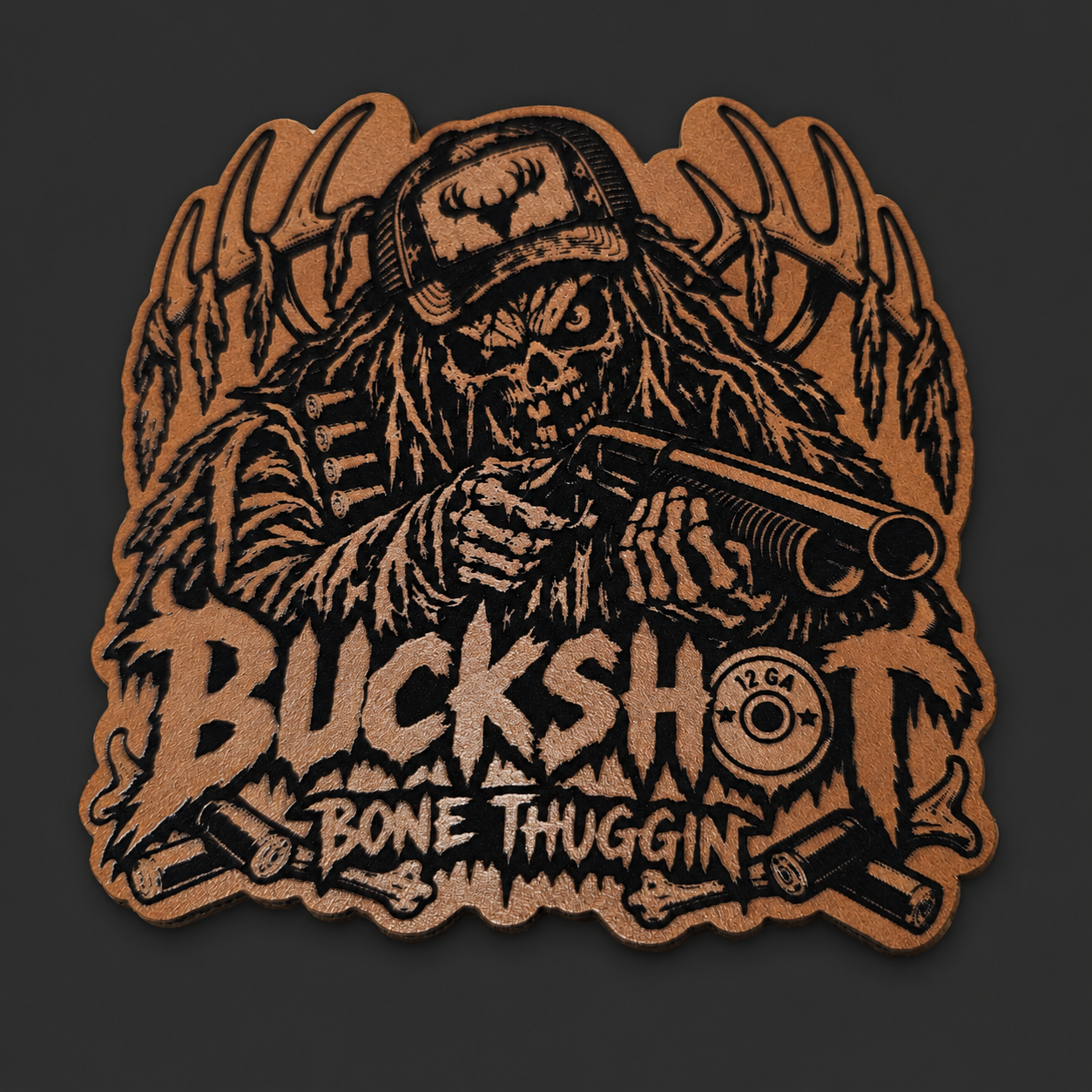 Leather Patch on Charcoal