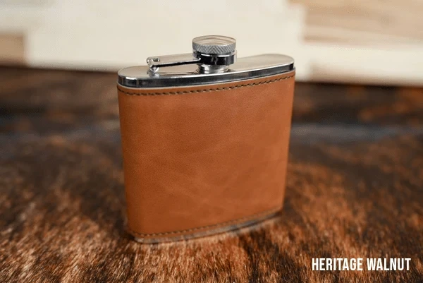 Heritage Walnut leatherette flask
