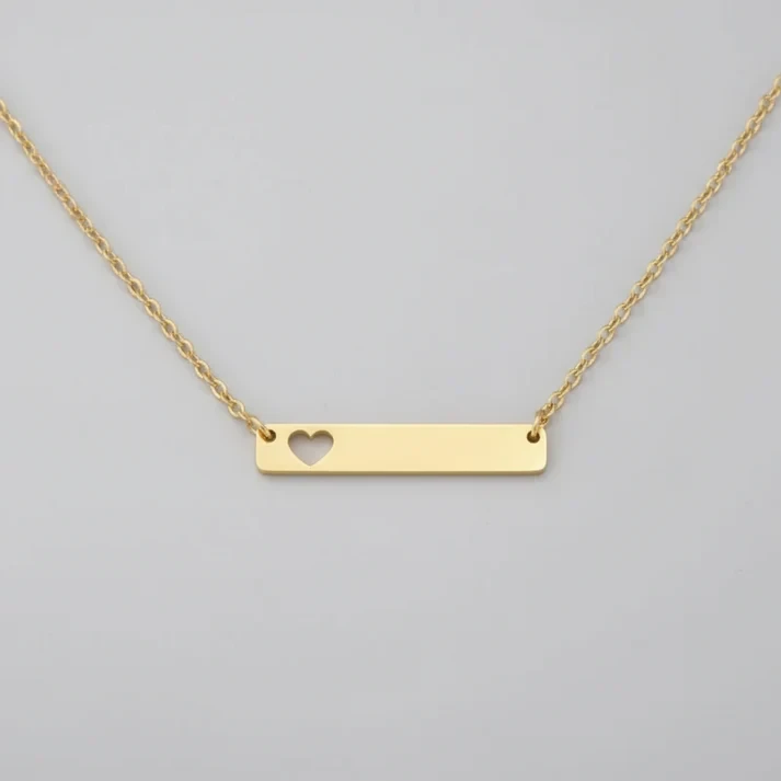 Gold Heart Bar Necklace