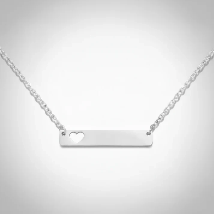 Silver Heart Bar Necklace