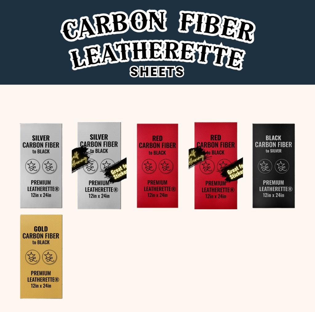 Carbon Fiber Leatherette — Silver Carbon Fiber, Red Carbon Fiber, Black Carbon Fiber, Gold Carbon Fiber variants