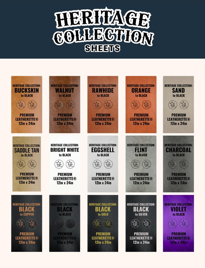 Heritage Collection — Buckskin, Walnut, Rawhide, Orange, Sand, Saddle Tan, Bright White, Eggshell, Flint, Charcoal, Black variants