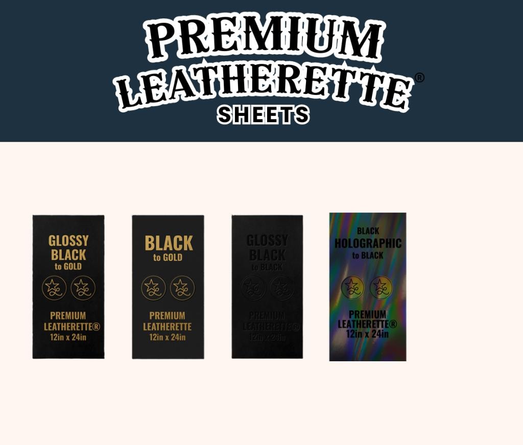 Premium Leatherette — Glossy Black to Gold, Black to Gold, Glossy Black to Black, Black Holographic variants