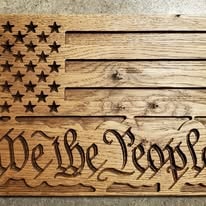We the People laser engraved American flag wood plaque