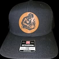 Black Richardson 112 hat with round leather welder patch