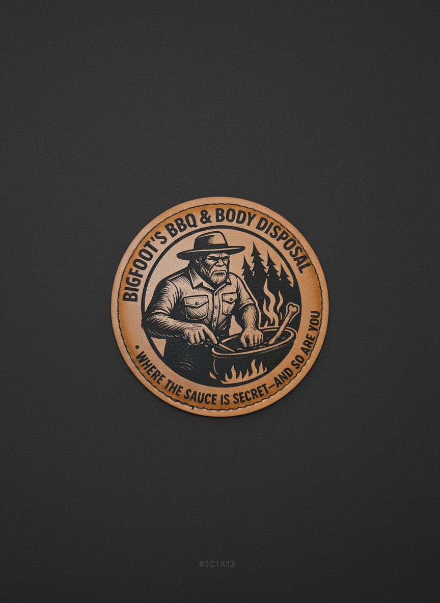 Bigfoot's BBQ Coaster — Tan